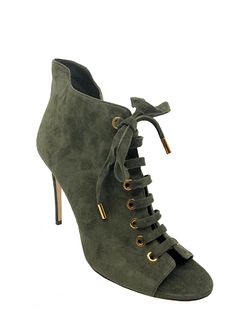 Jimmy Choo Mavy Suede Lace-Up Open Toe Bootie Size 11
