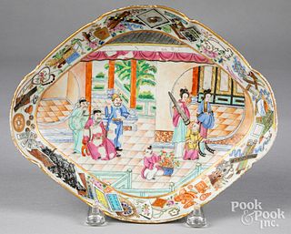 Chinese export rose medallion footed serving dish