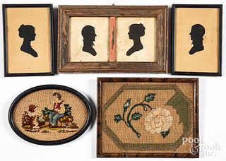 Group of small framed items, 19th c.