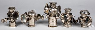 Five bicycle lamps, ca. 1900