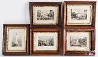Five William Bartlett lithographs, 19th c.