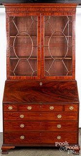 George III mahogany secretary desk and bookcase