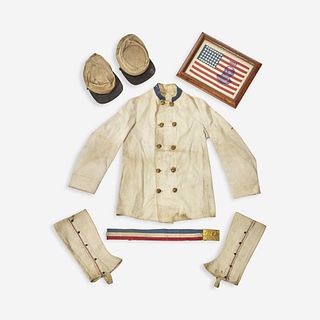 A Benjamin Harrison Presidential Campaign Uniform and 44-Star Campaign Flag 1892