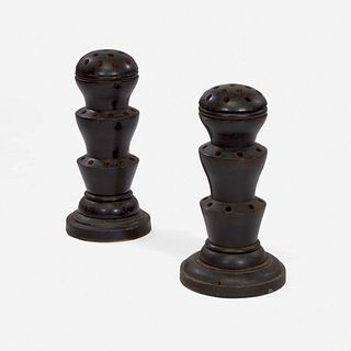 A near pair of turned wooden flag holders late 19th/early 20th century