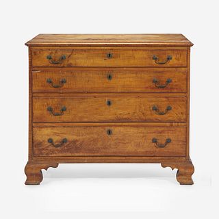 A Chippendale carved tiger maple chest of drawers Pennsylvania, late 18th century