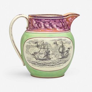 A Sunderland enamel and transfer-decorated pearlware jug England, circa 1812