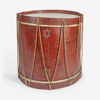 An American military painted drum with brass tacks Dated "1812"