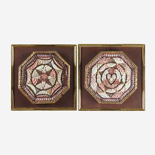 A pair of sailor's shellwork valentines Barbados, late 19th century