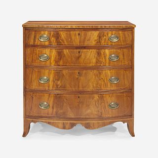 A Federal inlaid mahogany bowfront chest of drawers Boston, MA, circa 1800