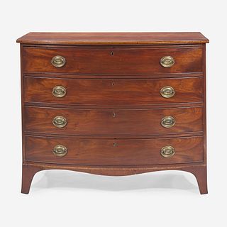 A Federal inlaid mahogany bowfront chest of drawers circa 1800