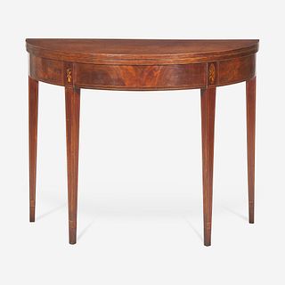 A Federal inlaid mahogany demilune card table Southern States, circa 1800