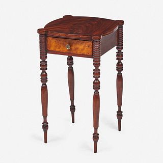 A late Federal figured mahogany and maple work table New England, circa 1810