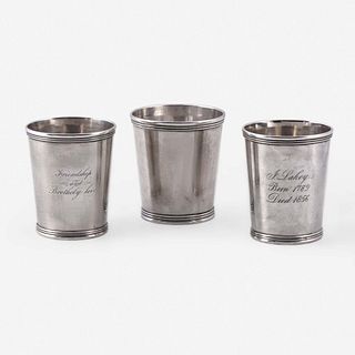Three coin silver julep cups Edward Kinsey (1810-1865), Cincinnati, OH and Peter L. Krider (1821-1895), Philadelphia, PA