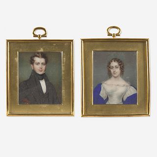 Nathaniel Rogers (1787-1844) Pair of Portrait Miniatures: Henry Lewis Pierson (1807-1893) and Helen Maria Pierson (1807-1845)