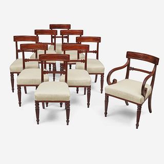 A set of ten Classical carved mahogany dining chairs Boston, MA, circa 1815