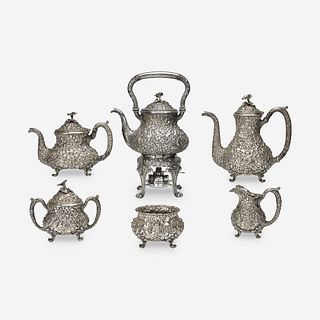 A six-piece floral repoussé sterling silver tea and coffee service Baltimore Sterling Silver Co., Baltimore, MD, circa 1900