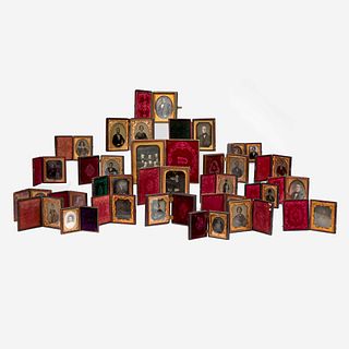 A large collection of forty-five daguerreotypes, ambrotypes, tintypes, and cabinet cards Primarily Philadelphia/Pennsylvania, mid-late 19th century