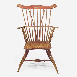 A painted comb-back Windsor armchair late 18th century
