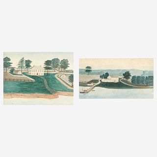 American School 19th century Two works: Views of South Amboy, New Jersey, one dated "1827"