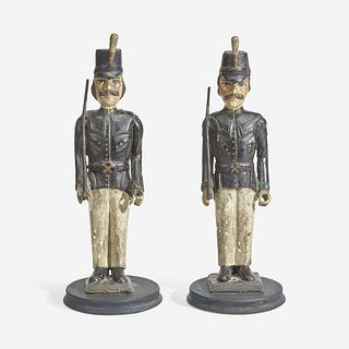 A pair of carved and painted wooden soldiers England, 19th century