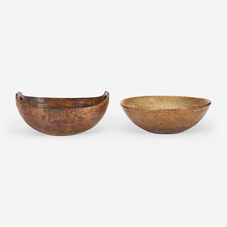 A double handled oval burl bowl Northeastern United States, 19th century
