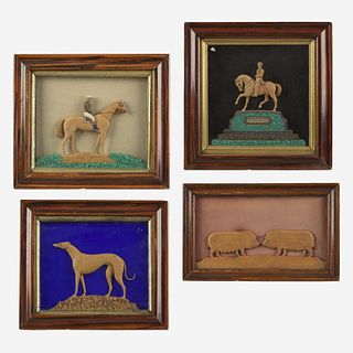 John Stormonth (Scottish, 19th century) A group of four small carved and painted dioramas, various dates, second half 19th century