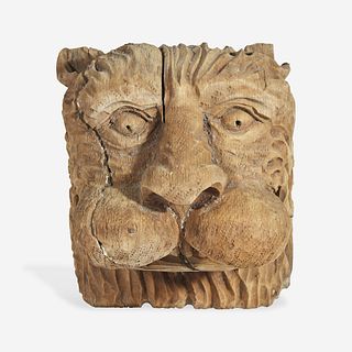 A carved wood lion head Pennsylvania, 19th century