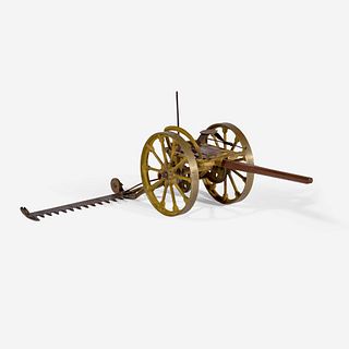A scale model wood, brass, and painted iron hay cutter / mower George Gibbs (b. circa 1829), Canton, OH, circa 1870