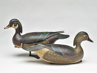 Well carved pair of wood ducks, Bob White, Tullytown, Pennsylvania.
