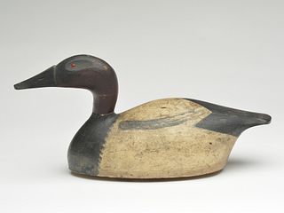 Hollow carved canvasback drake, Augustus Moak, Tustin, Wisconsin.