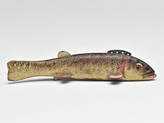 Probably a brown trout fish decoy, Oscar Peterson, Cadillac, Michigan, 2nd quarter 20th century.