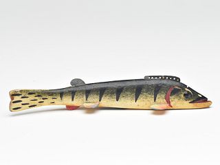 Perch fish decoy, Oscar Peterson, Cadillac, Michigan, 2nd quarter 20th century.