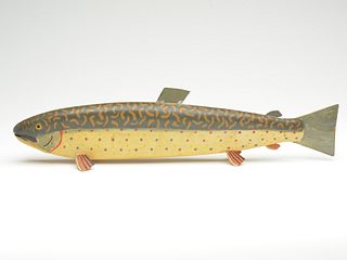 Rare decorative trout, Jess Ramey, Cadillac, Michigan, 3rd quarter 20th century.