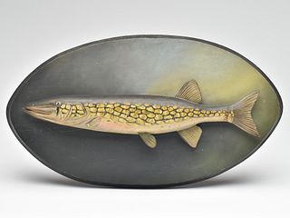 Extremely rare carving of a pickerel, Elmer Crowell, East Harwich, Massachusetts.