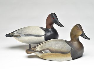 Pair of shooting stool model canvasbacks, Ward Brothers, Crisfield, Maryland.