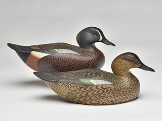 Finely made pair of bluewing teal, William Cranmer, Beach Haven, New Jersey.