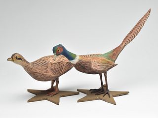 Pair of 3/4 size pheasants Lloyd Tyler, Crisfield, Maryland, 3rd quarter 20th century.