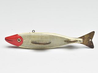 Cut mouth pike fish decoy, Ernie Newman, Carlton, Minnesota, circa 1950.