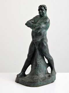 Auguste Rodin (after) Bronze Nude "Balzac" Sculpture