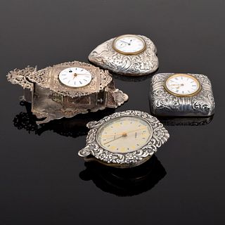 4 Sterling Silver Clocks