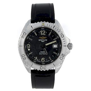 BREITLING - a gentleman's Shark wrist watch. Stainless steel case with calibrated bezel. Reference A