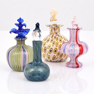 4 Art Glass Perfume Bottles