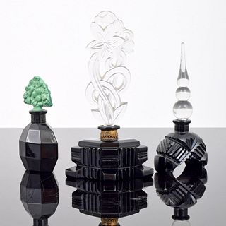3 Czechoslovakian Art Deco Style Perfume Bottles