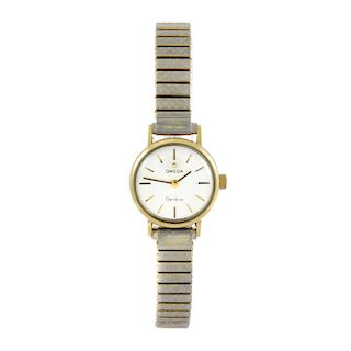 OMEGA - a lady's GenÞve bracelet watch. Gold plated case with stainless steel engraved case back. Nu