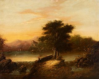 SEBASTIAN PETHER(England, 1790-1844). "Landscape." Oil on canvas.