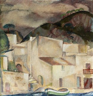 OTTO FRIEDRICH WEBER (Germany, 1890-1957). "Village". circa 1915 Oil on canvas.