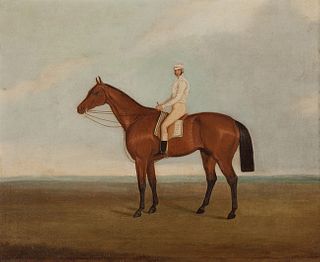 English school of the first half of the 19th century. The horse "Attila" and his rider, William Scott. Oil on canvas.