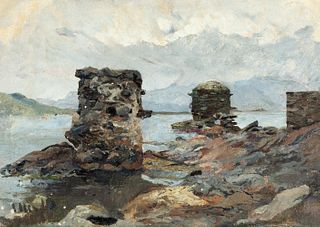 ELISEO MEIFRÈN ROIG (Barcelona, 1857 - 1940). "Bay of Cadaqués". Oil on canvas.