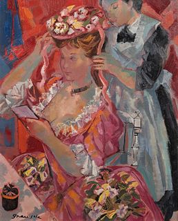 EMILIO GRAU SALA (Barcelona, 1911 - Paris, 1975). "Comedienne dans l`Eloge", Paris, 1957. Oil on canvas. Signed in the lower right corner. Signed, 