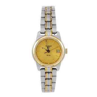 TISSOT - a lady's PR 50 bracelet watch. Stainless steel case with gold plated bezel. Reference J326/